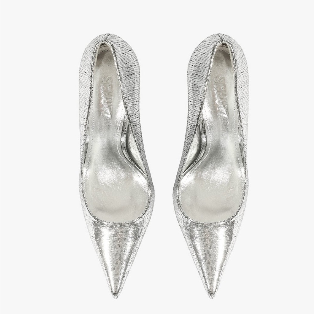 SCHUTZ Silver Pointed Toe Heels